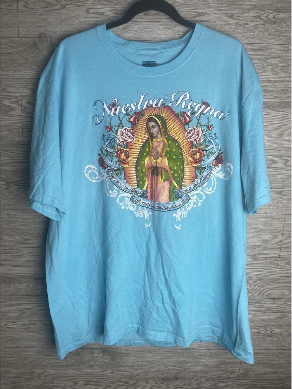 Vintage Lady Guadalupe Y2K AOP Jesus Tshirt 2XL Grudge 3